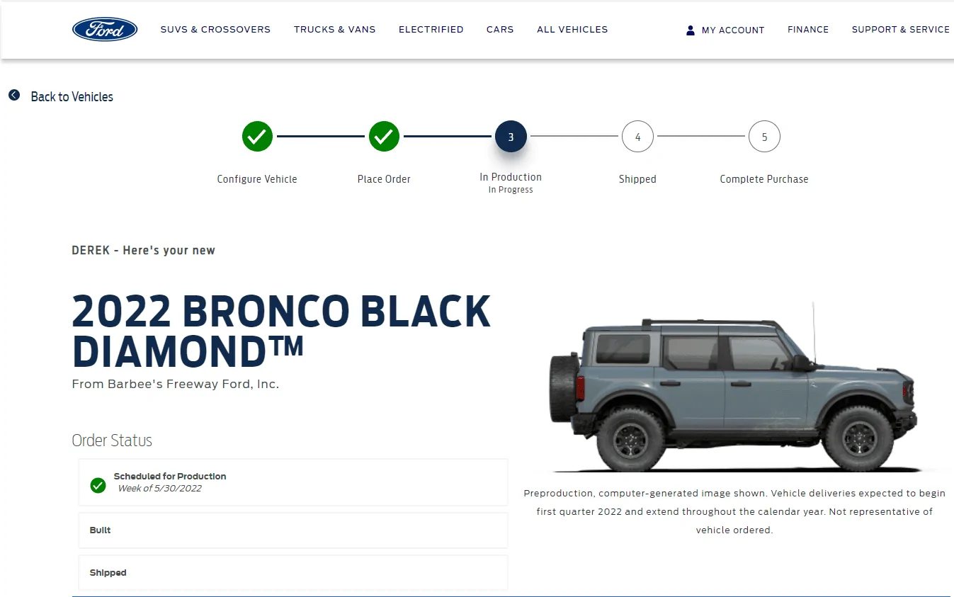 Ford Bronco ⏱ Bronco Scheduling Next Week (4/18) For Build Weeks 5/30-6/27 and 7/11-7/25 1650557572945