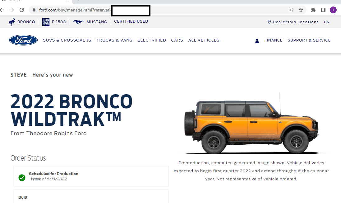 Ford Bronco ⏱ Bronco Scheduling Next Week (4/18) For Build Weeks 5/30-6/27 and 7/11-7/25 1650558698684
