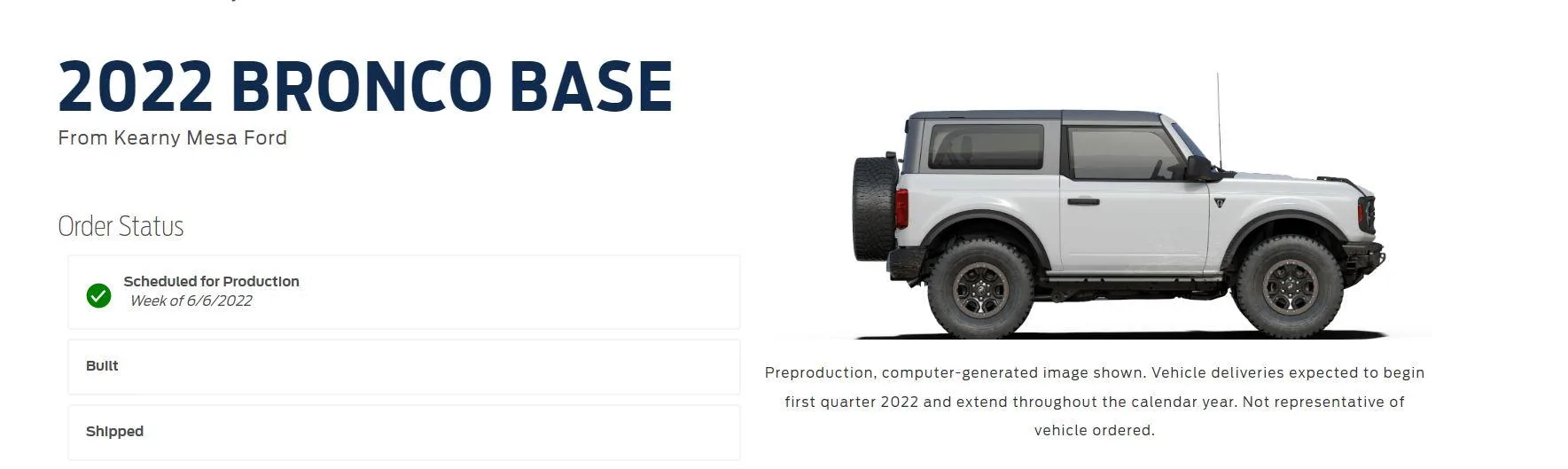 Ford Bronco ⏱ Bronco Scheduling Next Week (4/18) For Build Weeks 5/30-6/27 and 7/11-7/25 Bronco