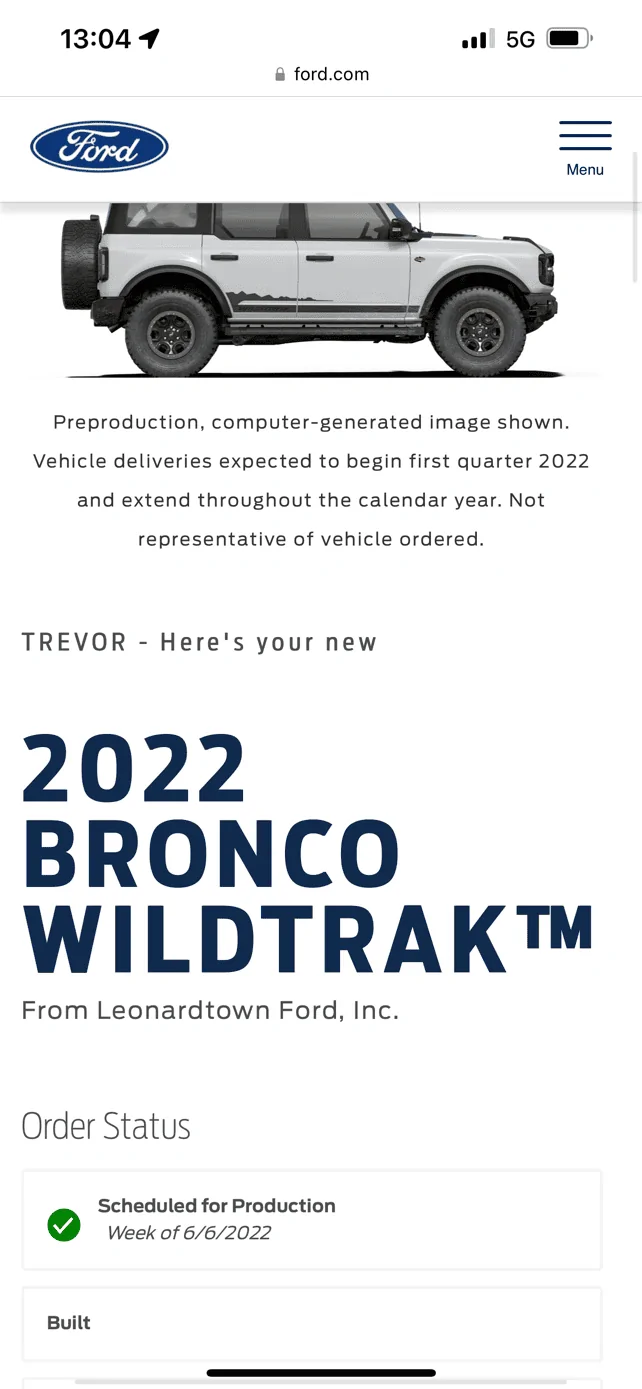 Ford Bronco ⏱ Bronco Scheduling Next Week (4/18) For Build Weeks 5/30-6/27 and 7/11-7/25 Build Week June 6th