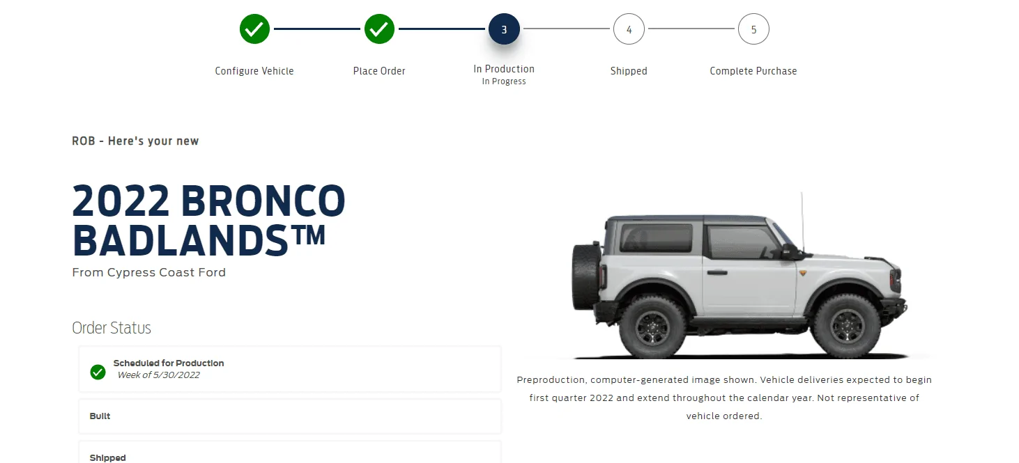 Ford Bronco ⏱ Bronco Scheduling Next Week (4/18) For Build Weeks 5/30-6/27 and 7/11-7/25 1650585733202