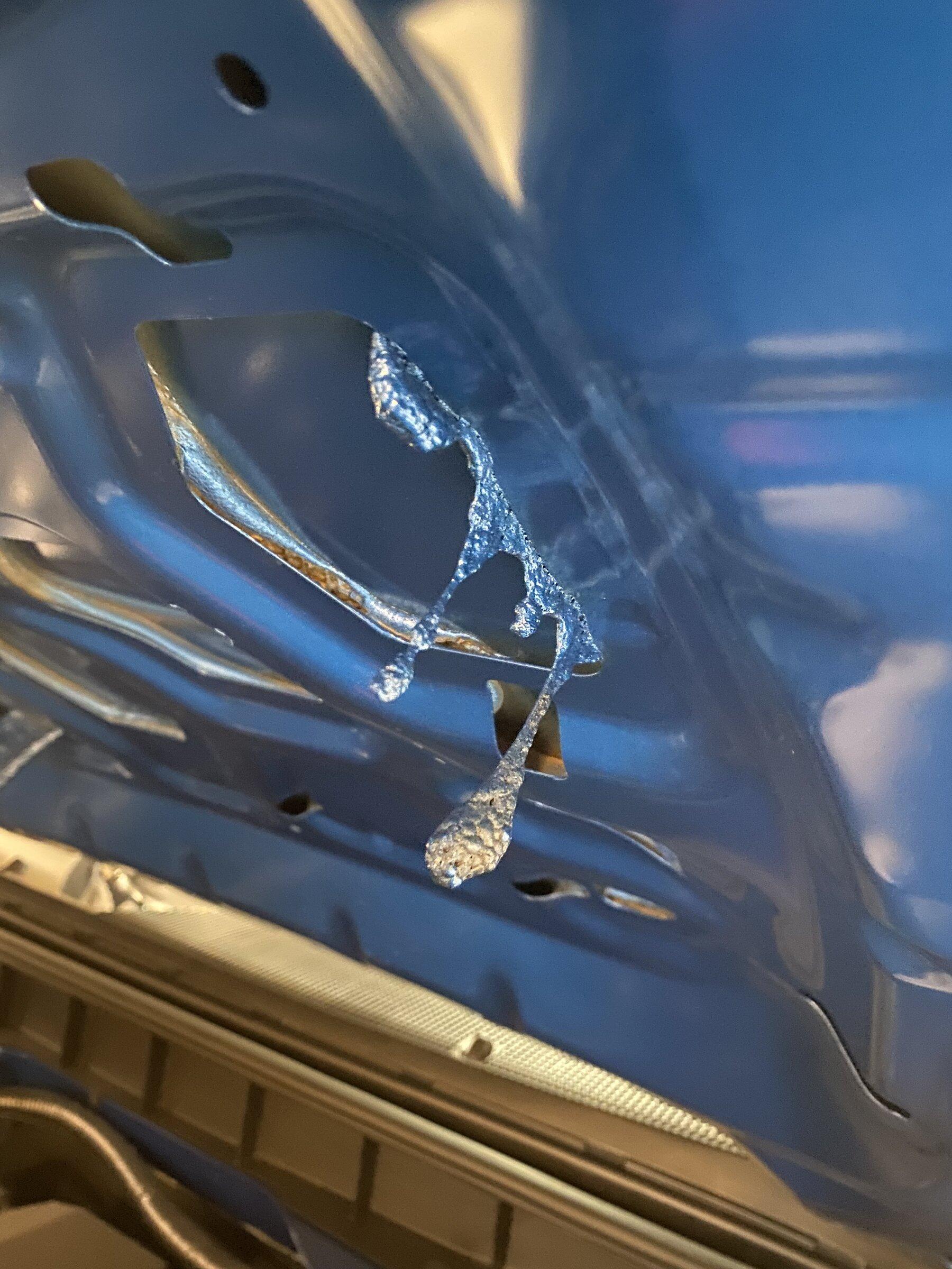 Ford Bronco Hood Dents at Delivery Bronco Under Hood Bad Paint 2