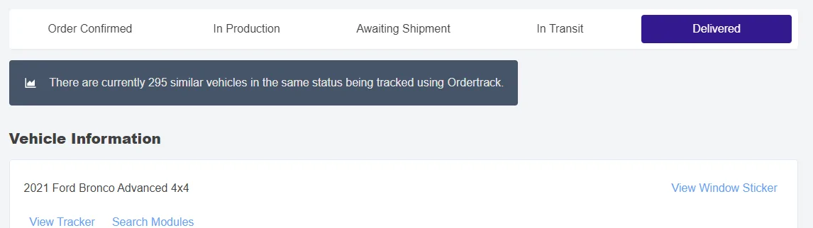 Ford Bronco Ordertrack Issues - Sorry 1650750643496