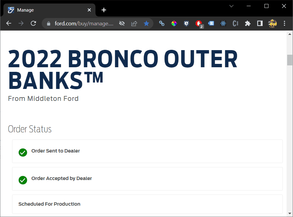 Ford Bronco Hello! Just reserved, what's my wait? 1650919463316