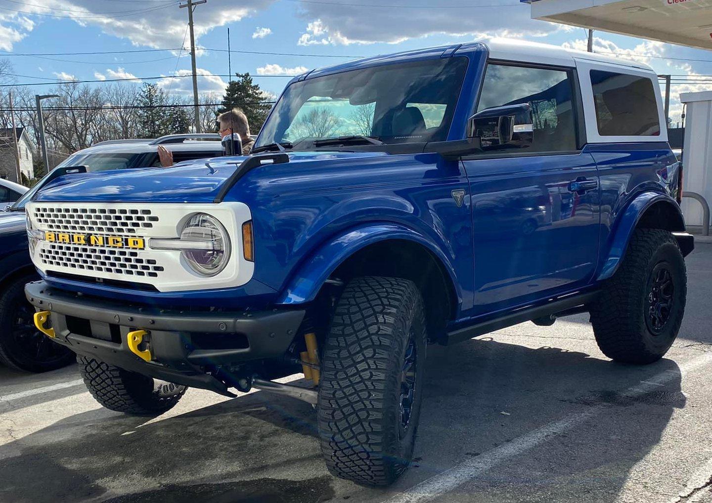 Ford Bronco Lightning Blue Bronco Customized With White MIC Top, White Grill, Yellow Letters & Accents Velocity Blue Bronco Customized With White MIC Top, White Grill, Yellow Letters & Accents 1 (1)