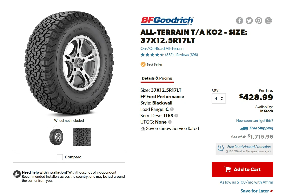 Ford Bronco OE Sasquatch replacement tires 1651084739147
