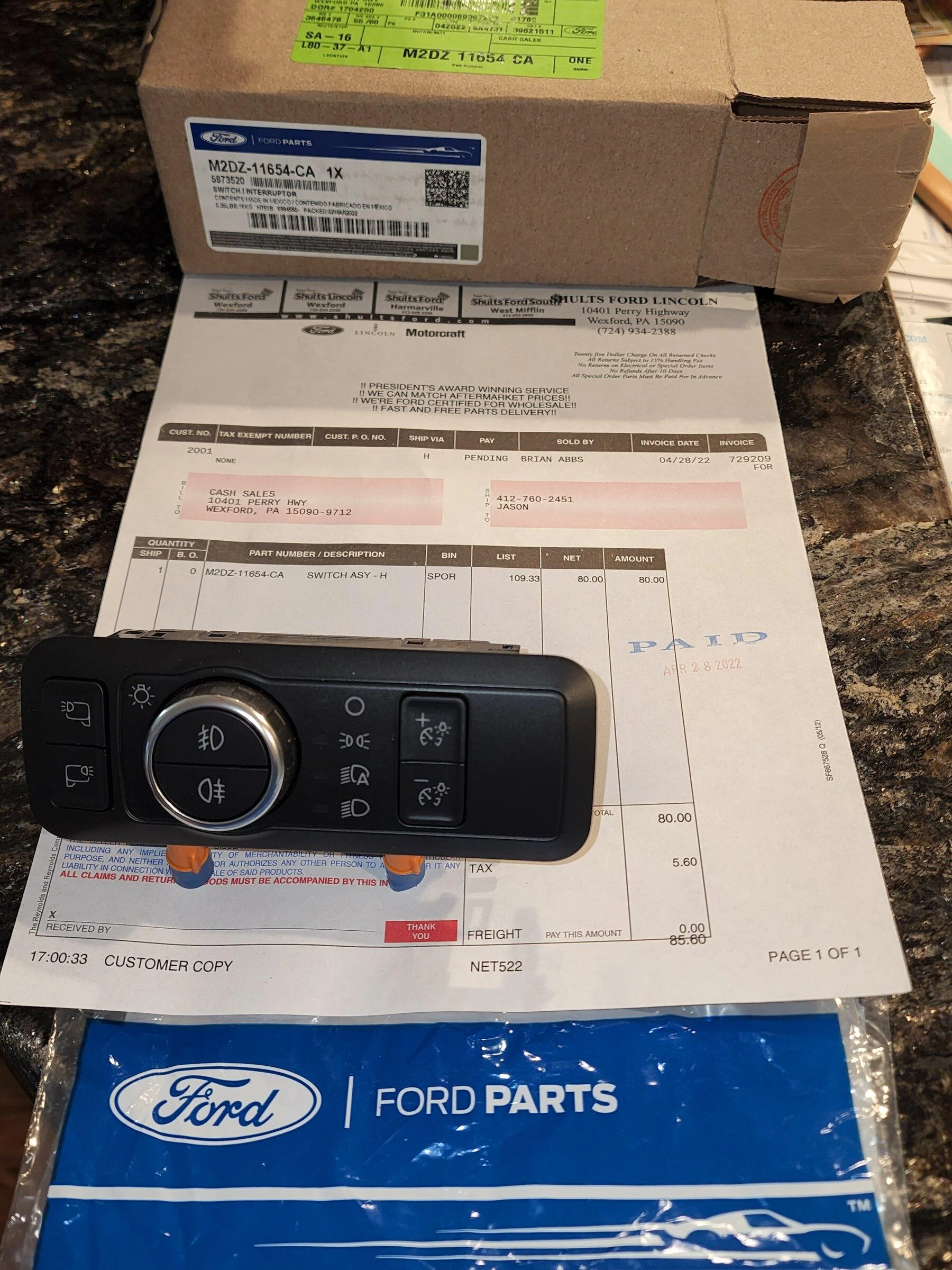 Ford Bronco Factory Fog Light Switch 20220428_174326