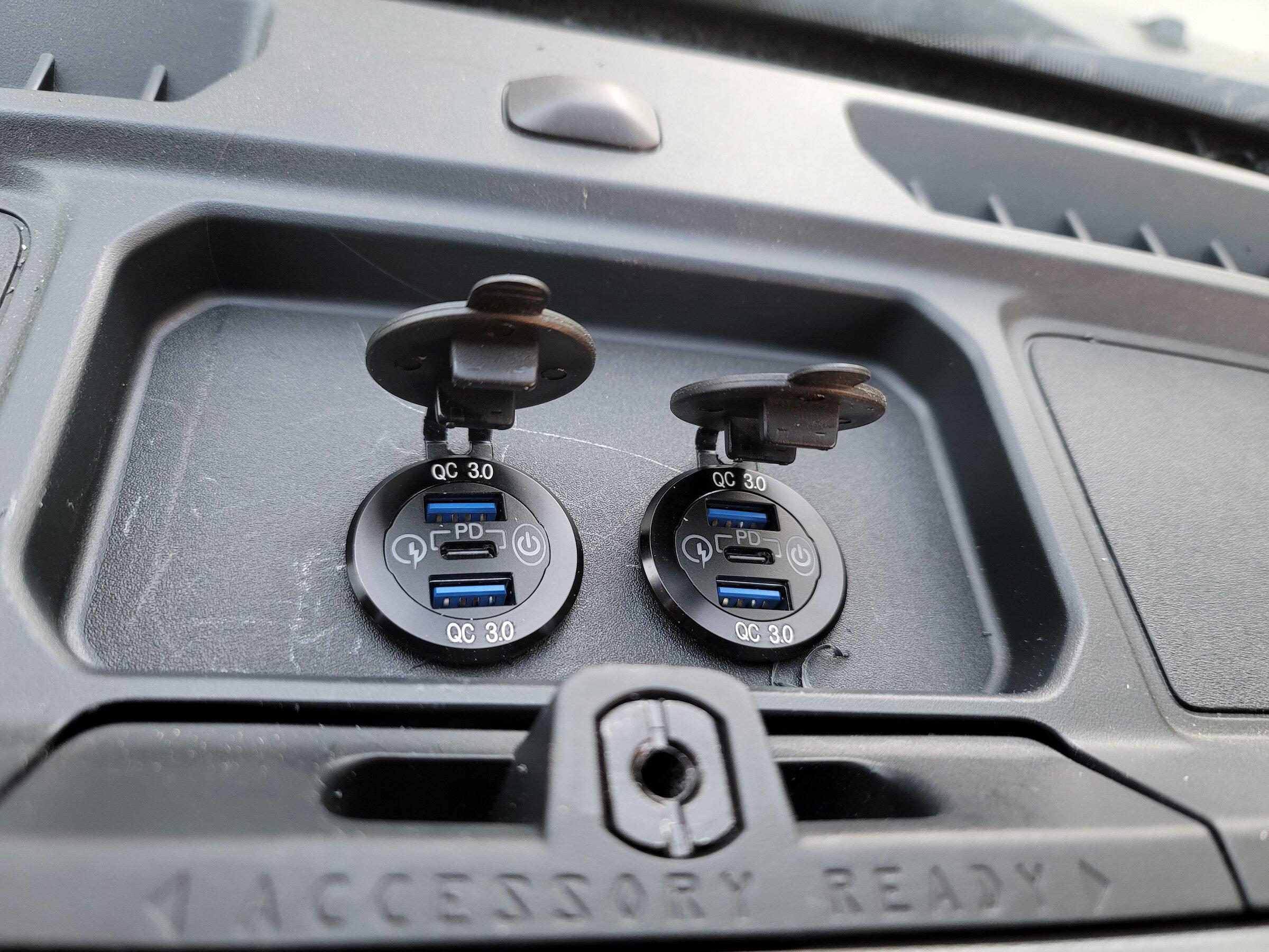 Ford Bronco Auxilliary power port(s) installation. 20220428_191038