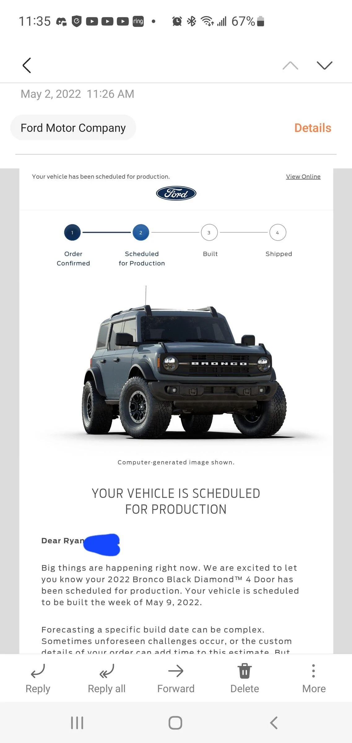 Ford Bronco 5/9 Build Week group. (ManSquatch Week) Screenshot_20220502-113544_Email