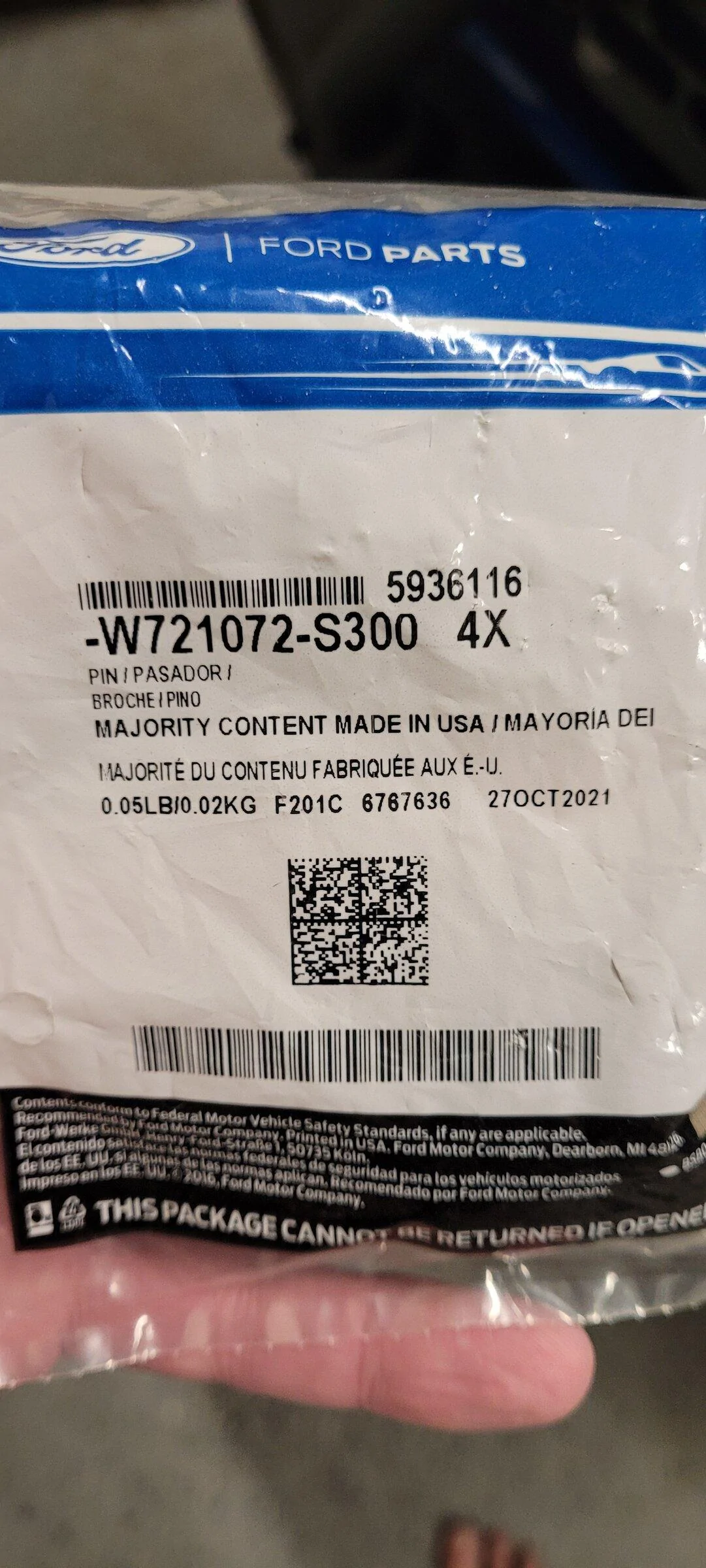 Ford Bronco Need part # for fender flare pin 16516220353864888574376396177310