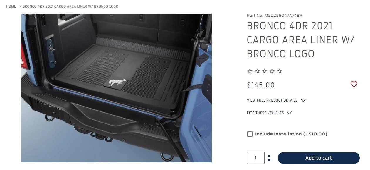Ford Bronco 4dr Bronco Cargo Liner $25 2022-05-04 16_10_05-Bronco 4Dr 2021 Cargo Area Liner w_ Bronco Logo ~ M2DZ58047A74BA and 2 mo