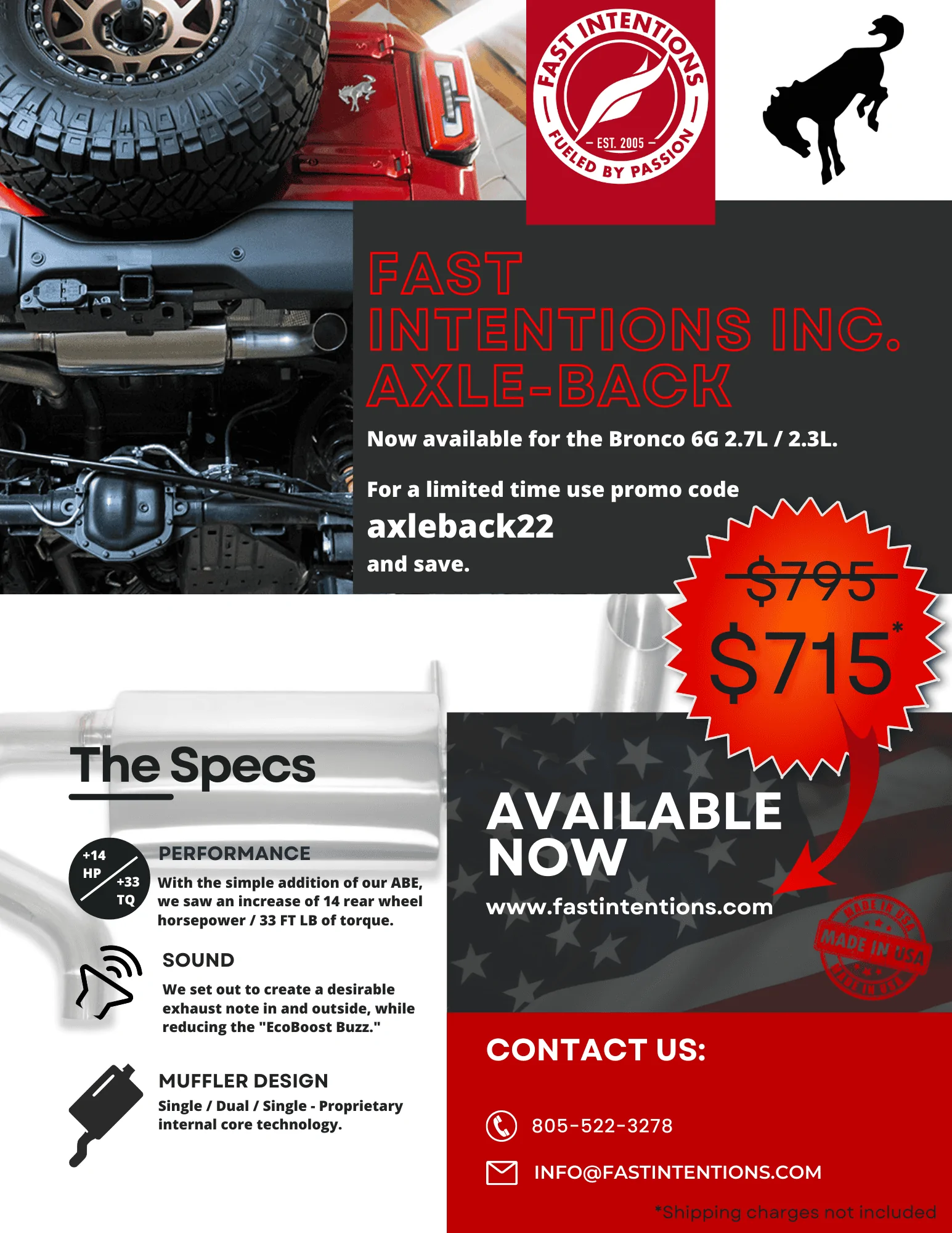 Ford Bronco Fast Intentions 2.7L & 2.3L Axle-Back Exhaust AVAILABLE NOW!!! Bronco 6G Forum Axle-Back Releas