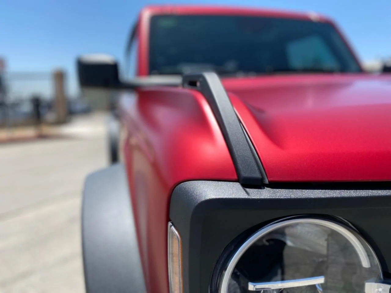 Ford Bronco Matte PPF wrap installed on Rapid Red 73971