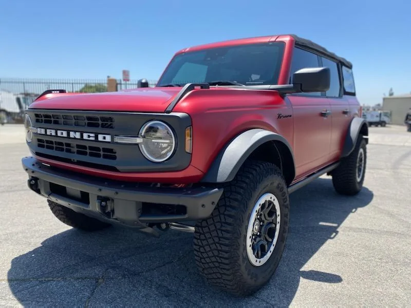 Ford Bronco Matte PPF wrap installed on Rapid Red 73966