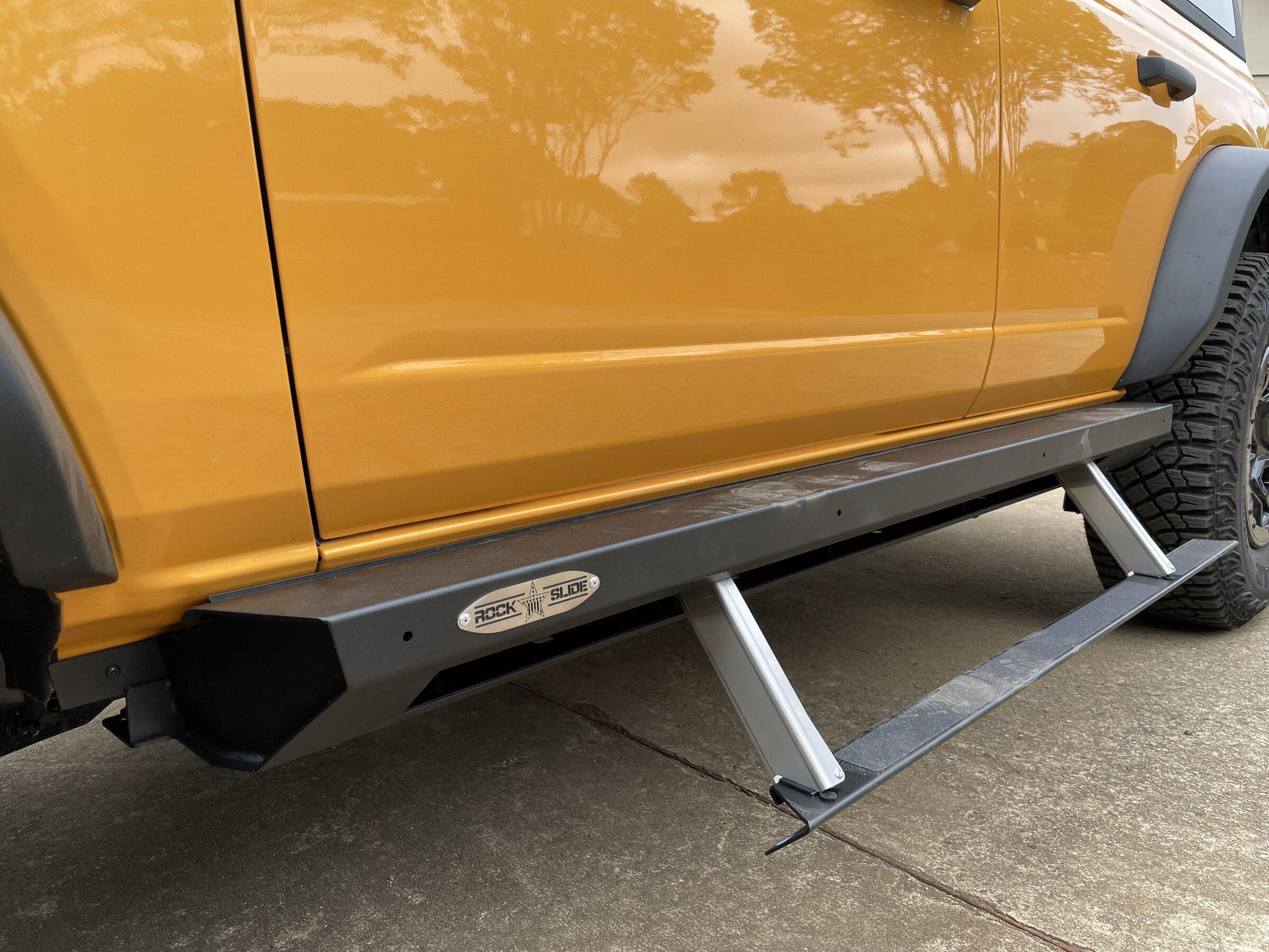 Ford Bronco Installed Rock Slide Engineering step slider IMG_1888