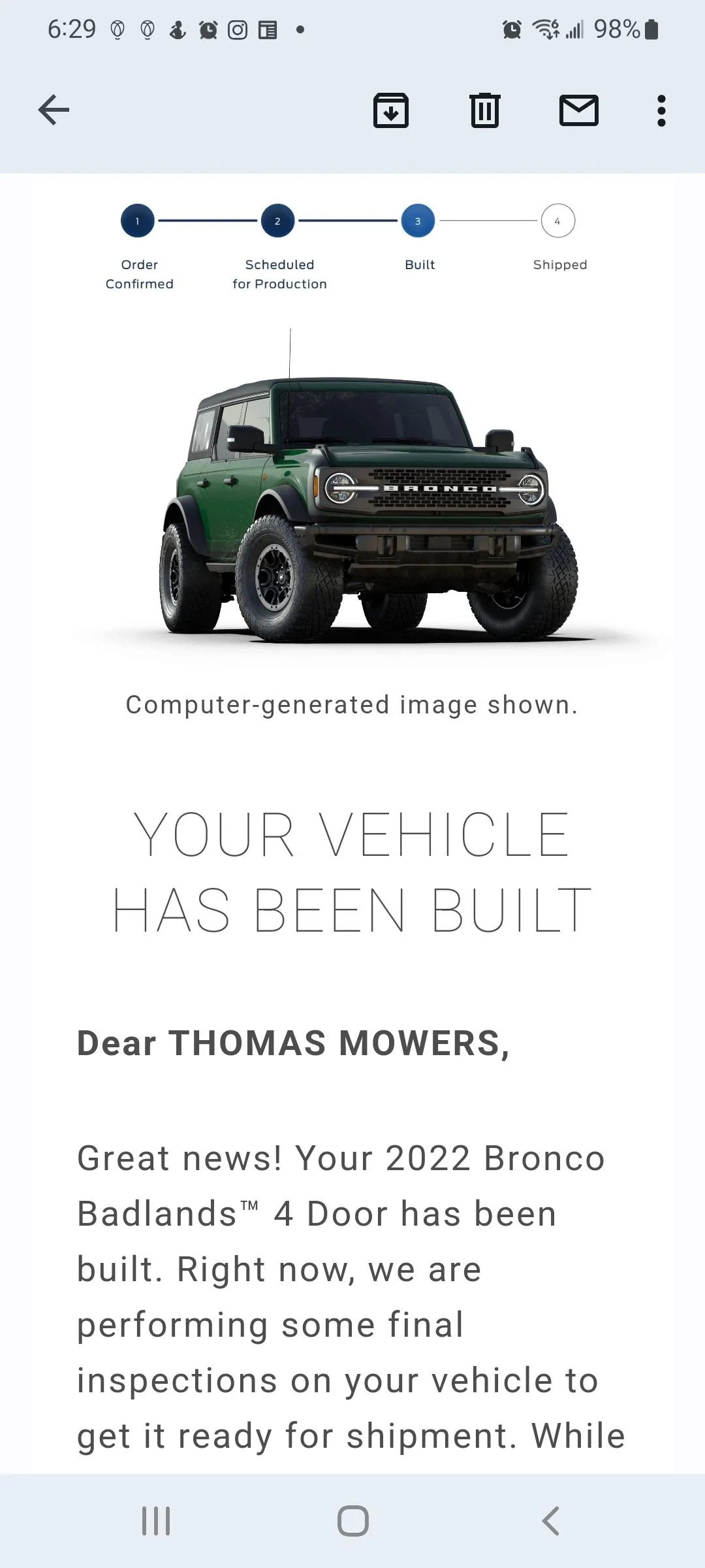 Ford Bronco 5/2/22 Build Week Group Screenshot_20220509-062926_Gmail