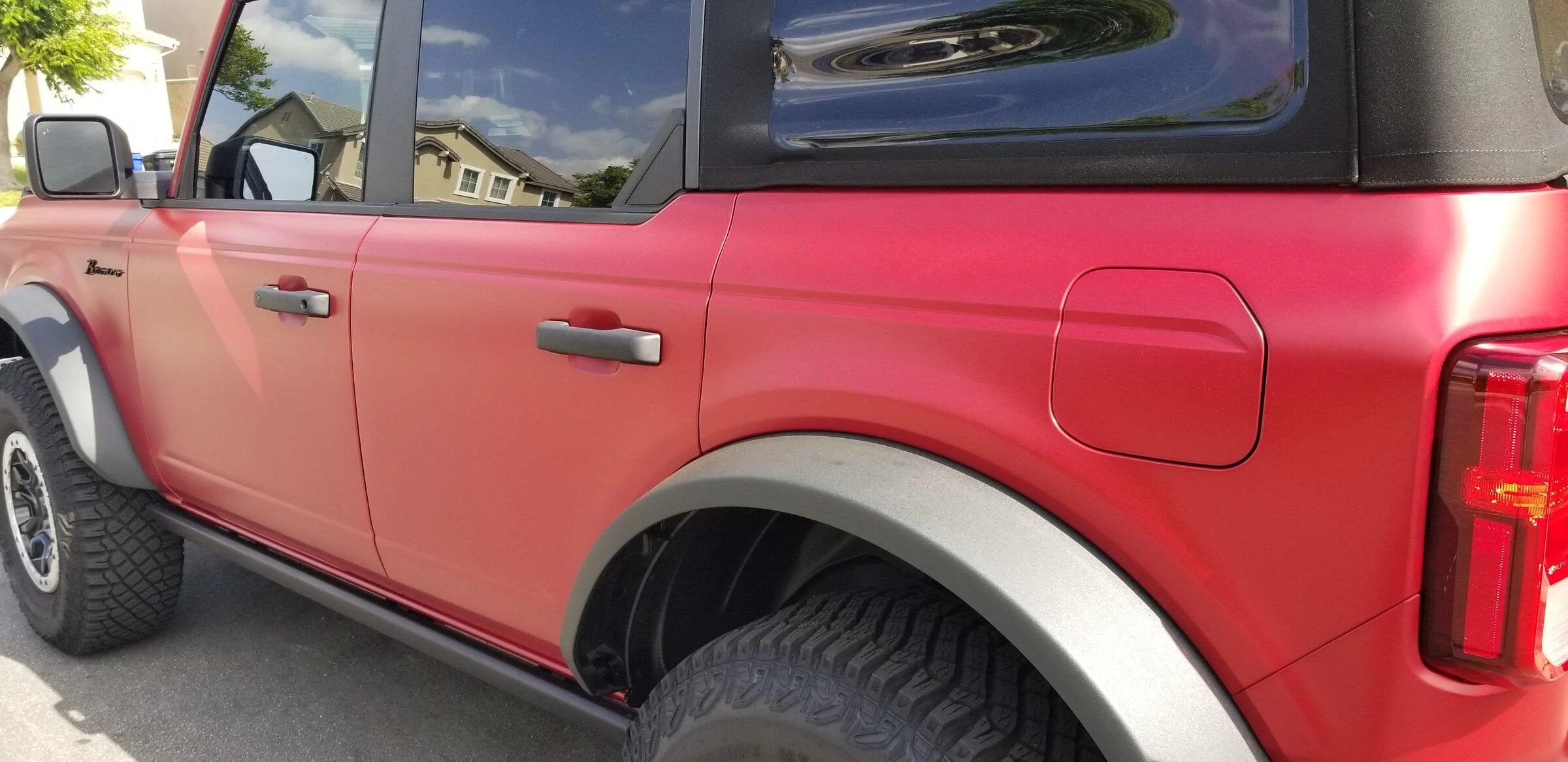 Ford Bronco Matte PPF wrap installed on Rapid Red 20220509_153908