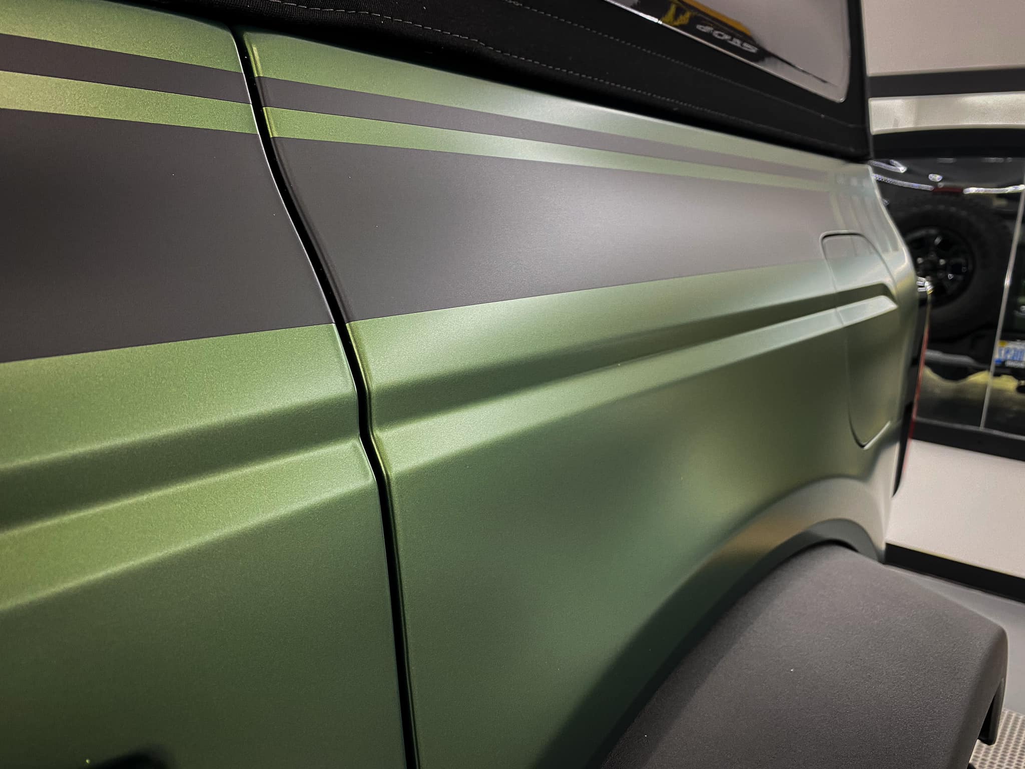 Ford Bronco ERUPTION GREEN Bronco Club Eruption Green Bronco XPEL Stealth PPF Wrapped + Graphics + Racing Stripes 1