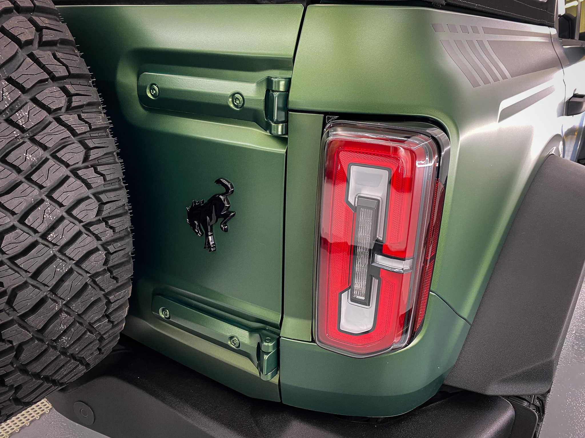 Ford Bronco ERUPTION GREEN Bronco Club Eruption Green Bronco XPEL Stealth PPF Wrapped + Graphics + Racing Stripes 5