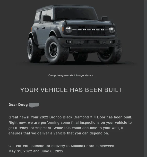 Ford Bronco 5/9 Build Week group. (ManSquatch Week) 1652355161235