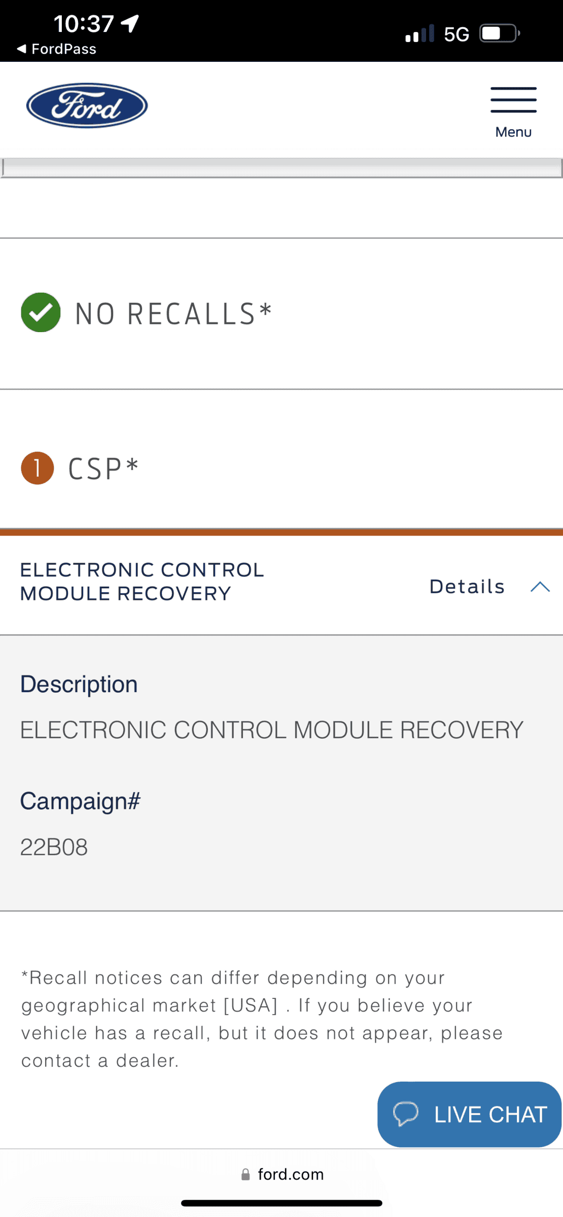 Ford Bronco Recall Alert (CSP) 96915CBC-F040-4919-BD9B-FF423CA05416