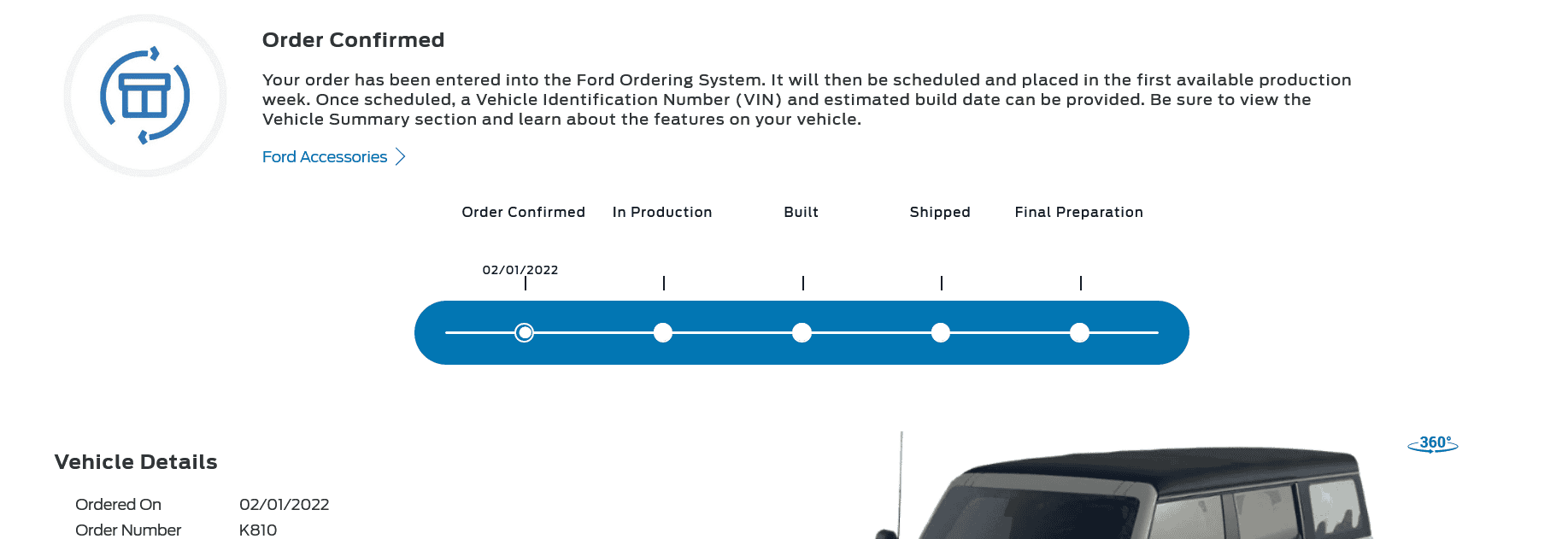 Ford Bronco 5/9 Build Week group. (ManSquatch Week) Screenshot 2022-05-13 at 06-05-58 Ford Vehicle Order Tracking Status