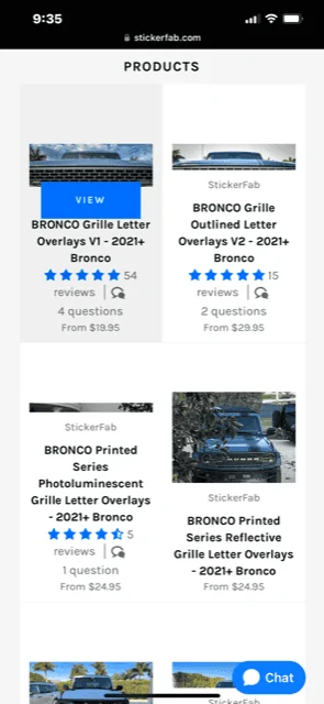 Ford Bronco Ford Accessories adds Grill Letters Emblems by TufSkinz (Various Colors) stickerfa