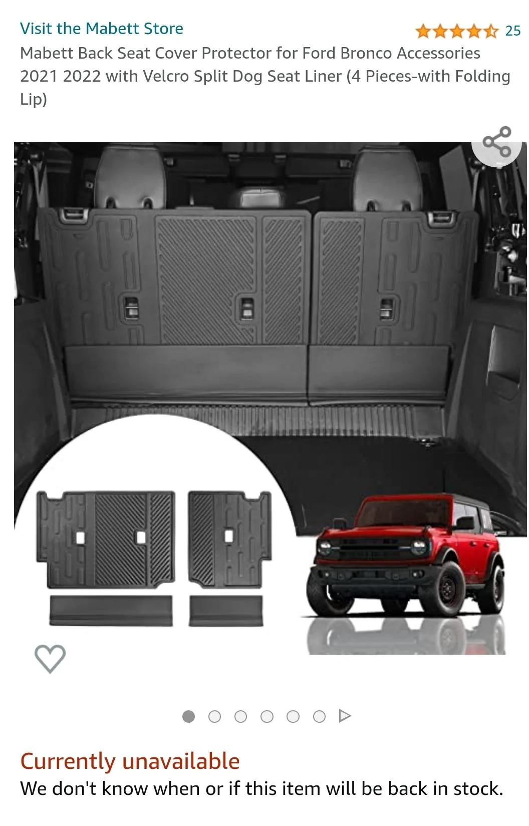 Ford Bronco Second Row Seat Back Protectors Screenshot_20220515-093319_Amazon Shopping
