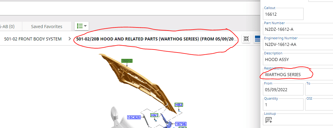 Ford Bronco Bronco Raptor parts and numbers starting to show in catalog system 1652798567930