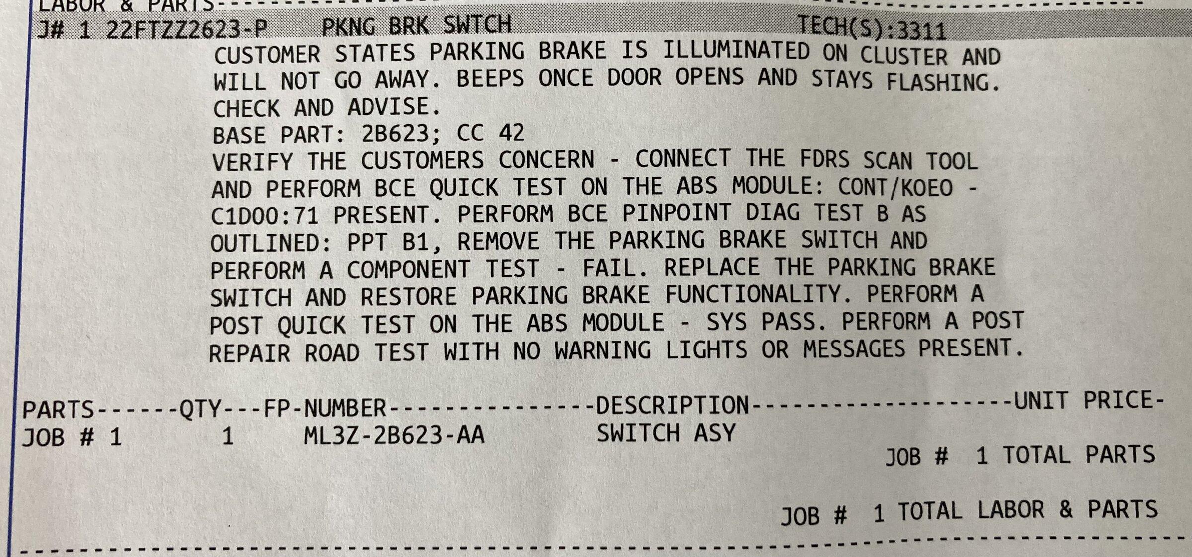 Ford Bronco parking brake fault when I get in the car?  happened twice now 8C710389-7834-473E-9D9E-E004E5538DFE