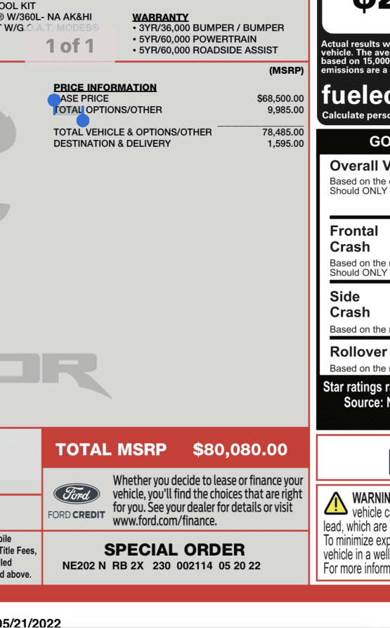 Bronco Raptor window stickers now appearing. Reveals 15 MPG | Bronco6G ...