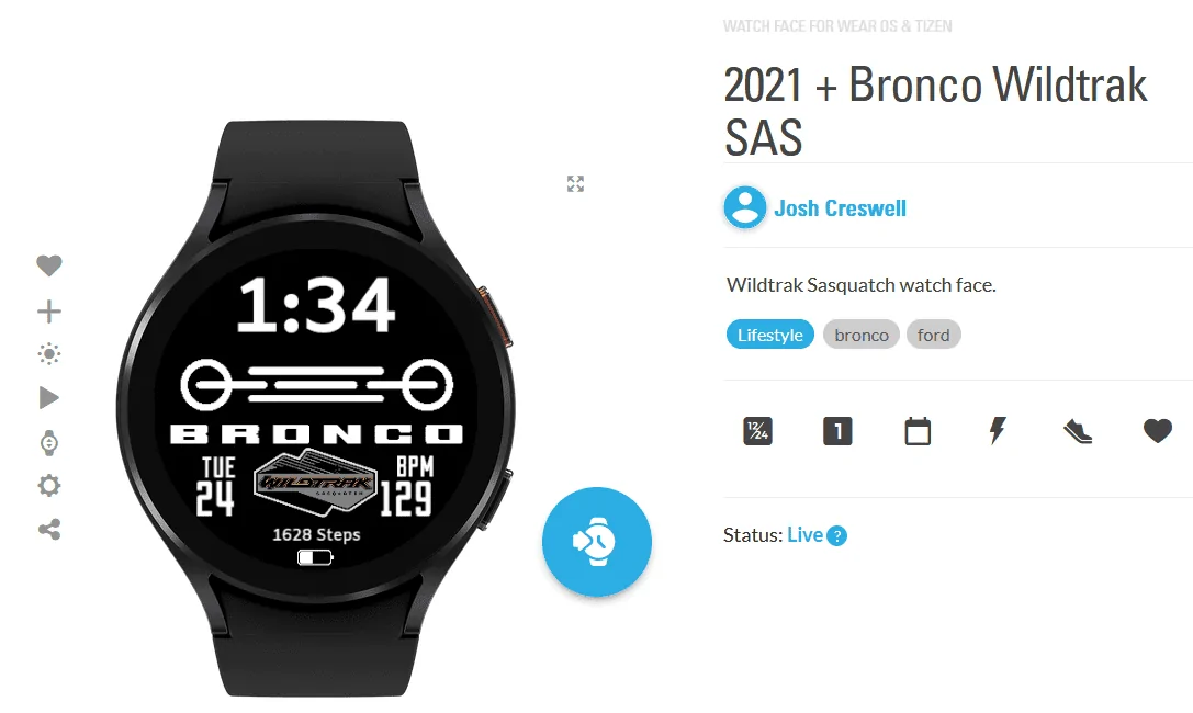 Ford Bronco Bronco Apple Watch Faces WT watch