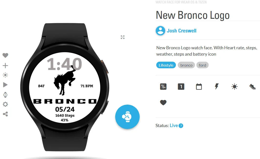 Ford Bronco Bronco Apple Watch Faces Bronco Logo watch