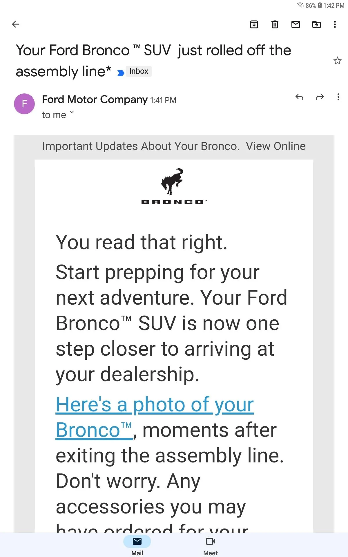 Ford Bronco 5/9 Build Week group. (ManSquatch Week) Screenshot_20220525-134217_Gmail
