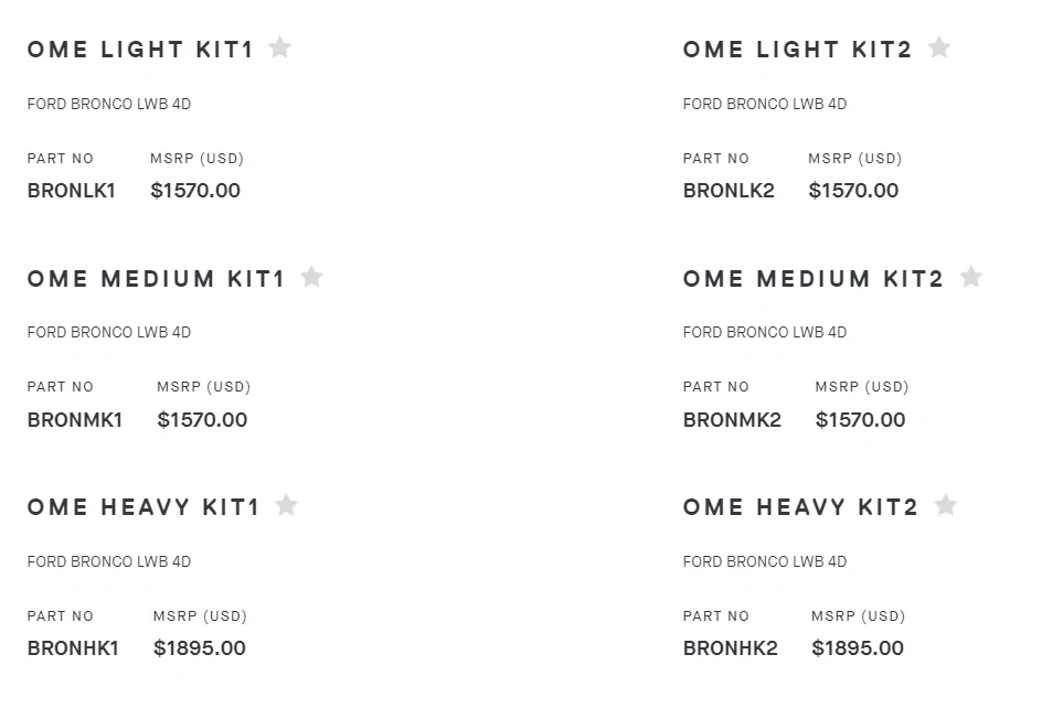 Ford Bronco NOW AVAILABLE: Old Man Emu Nitrocharger Suspension of 2021+ 4DR Ford Bronco old man emu pricing