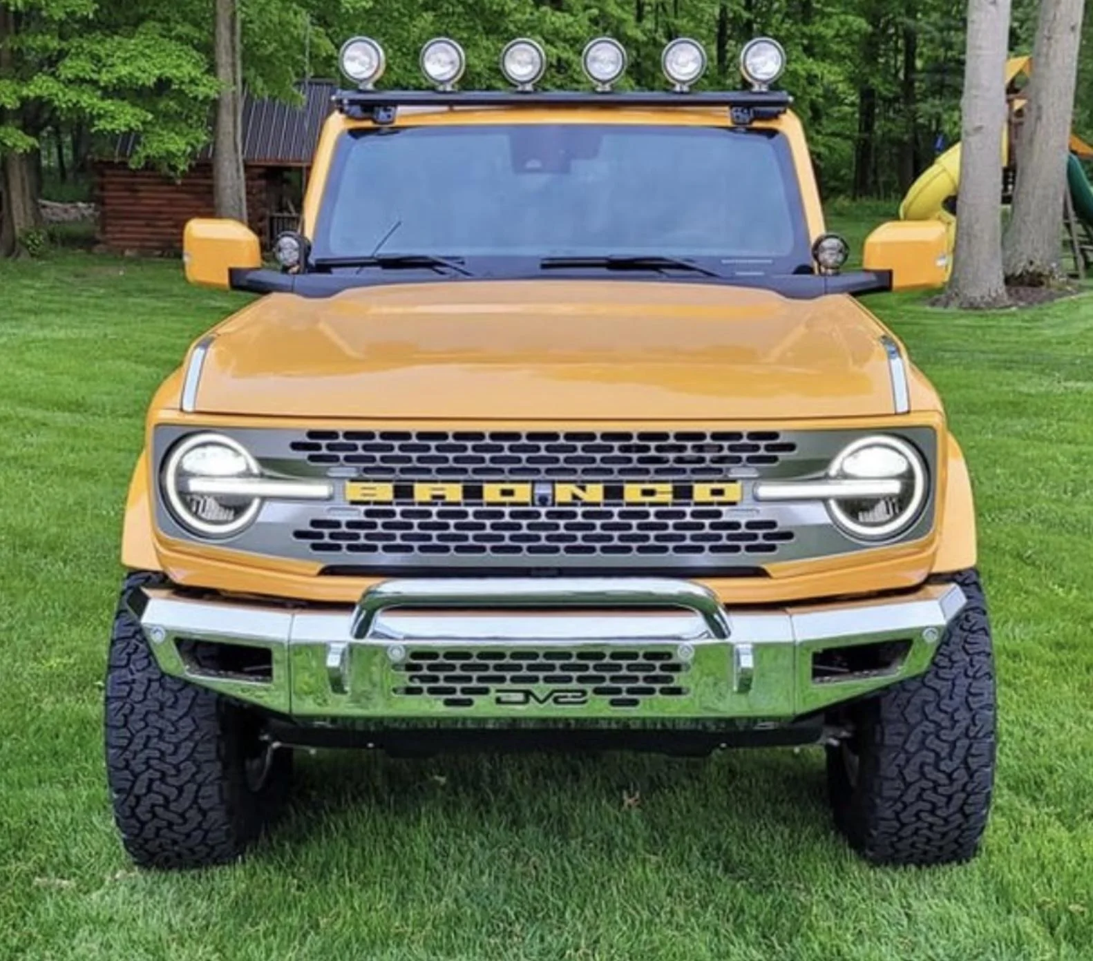 Ford Bronco Retro Cyber Orange Bronco with chrome bumpers 2-door build Screen Shot 2022-05-27 at 1.11.58 PM