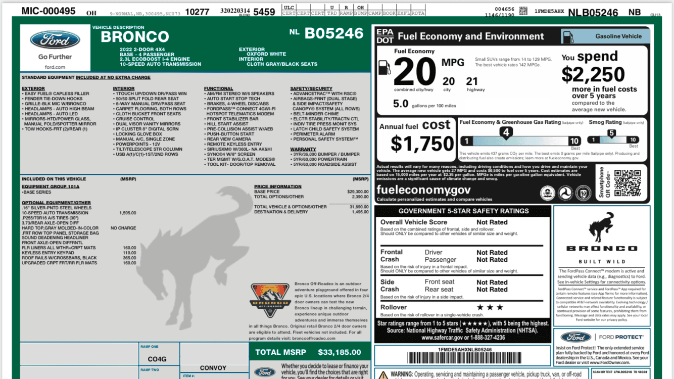 Ford Bronco Selling 2022 Bronco 02B88289-E6EB-4883-9450-AFD4599B50D7