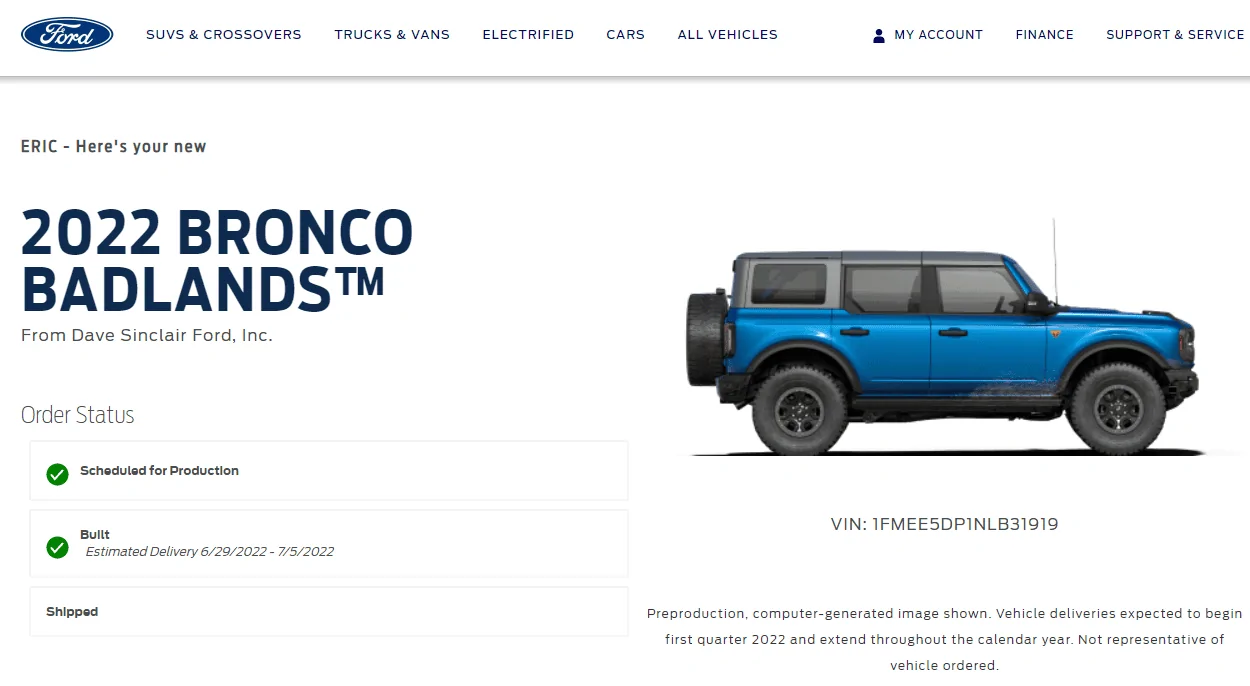 Ford Bronco 05/30/2022 Build Week Group Built