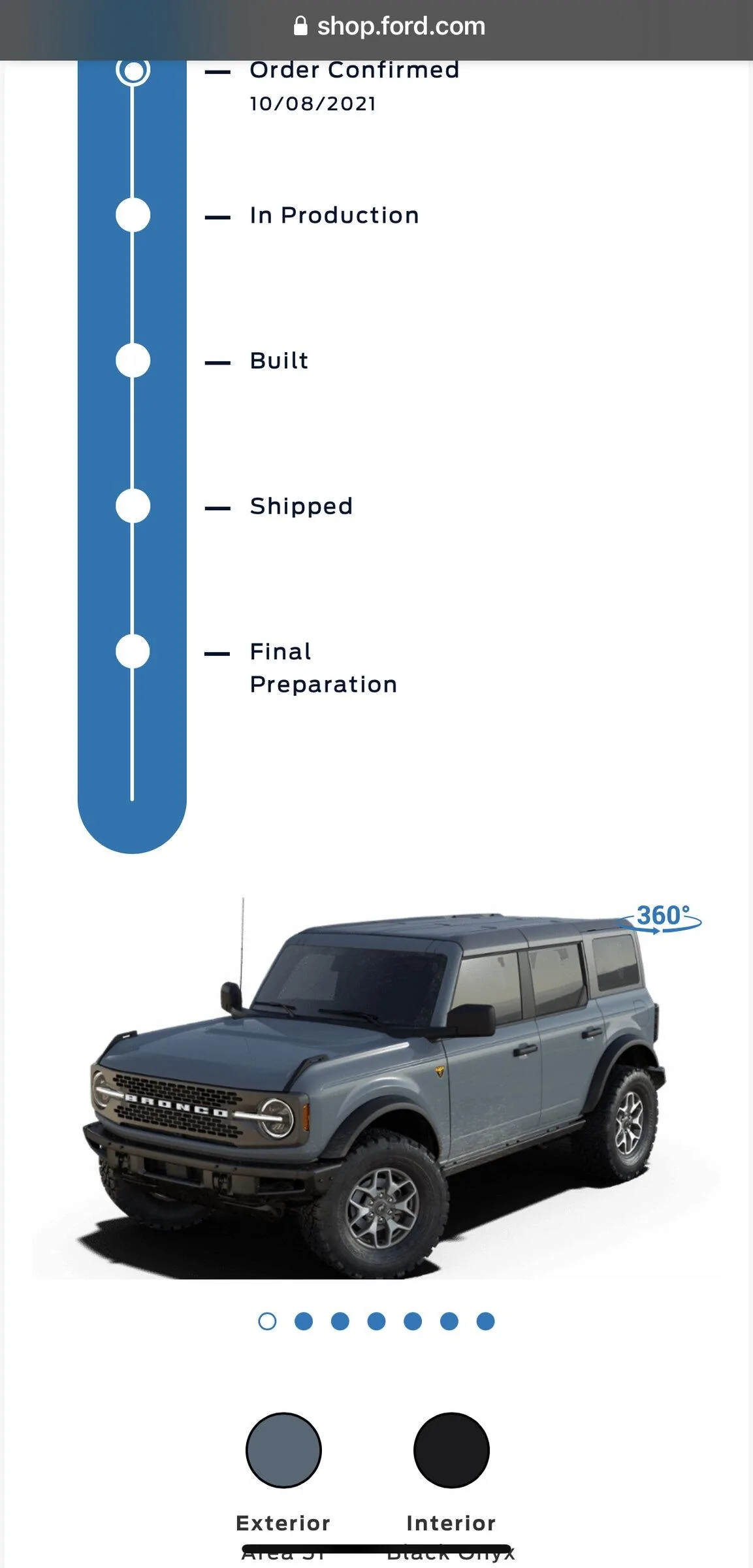 Ford Bronco In production with painted modular top. Need help extending order F76DD9EB-18D0-4518-8BB1-77EBFD0267E8