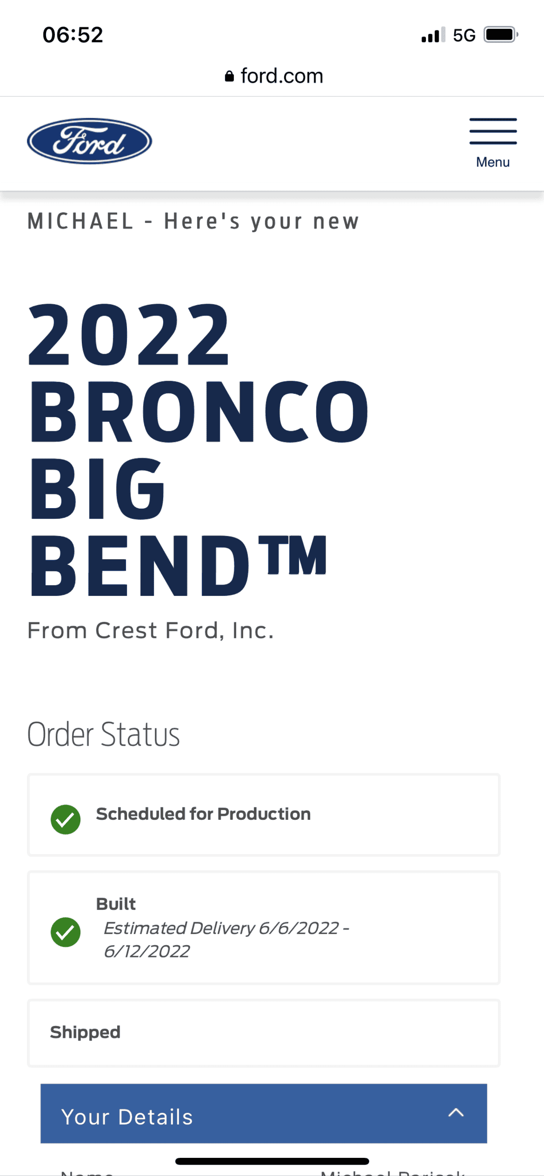 Ford Bronco 05/30/2022 Build Week Group 098A9FA5-32F9-42A6-9965-C6B9F23E6D73