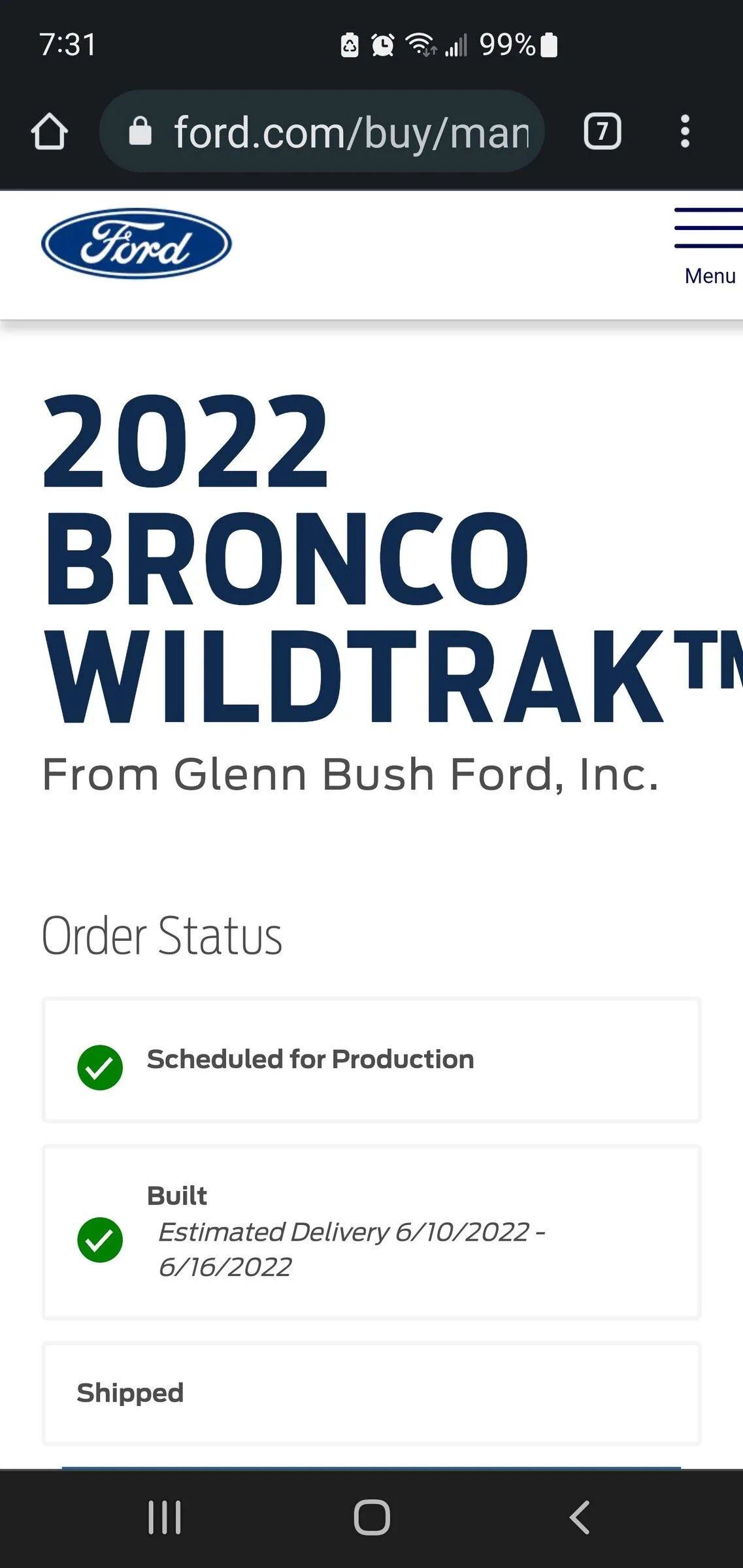 Ford Bronco 5/23 Build Week Screenshot_20220604-073150_Chrom