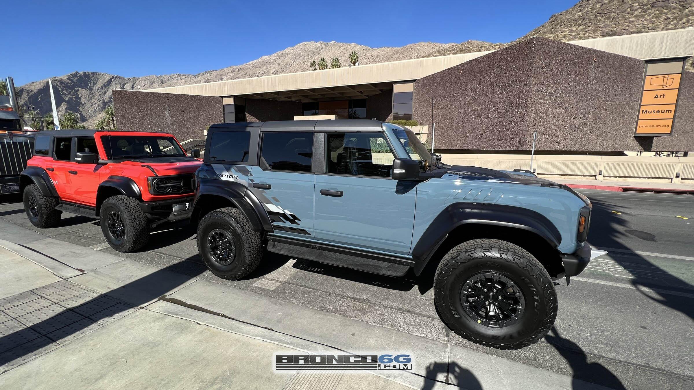 Ford Bronco Herd of Bronco Raptors Spotted in Palm Springs 2022 Ford Bronco Raptor 1