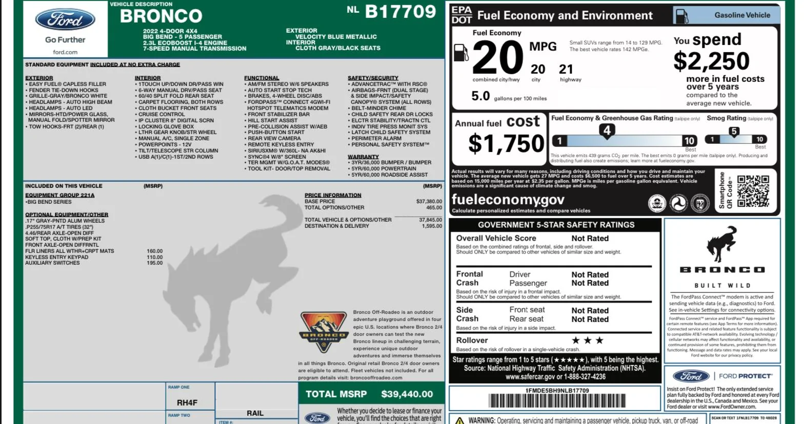 Ford Bronco 2022 Velocity Blue 4D Big Bend 78BFDB79-43C1-4C03-89DF-BBAAEF8C2E27