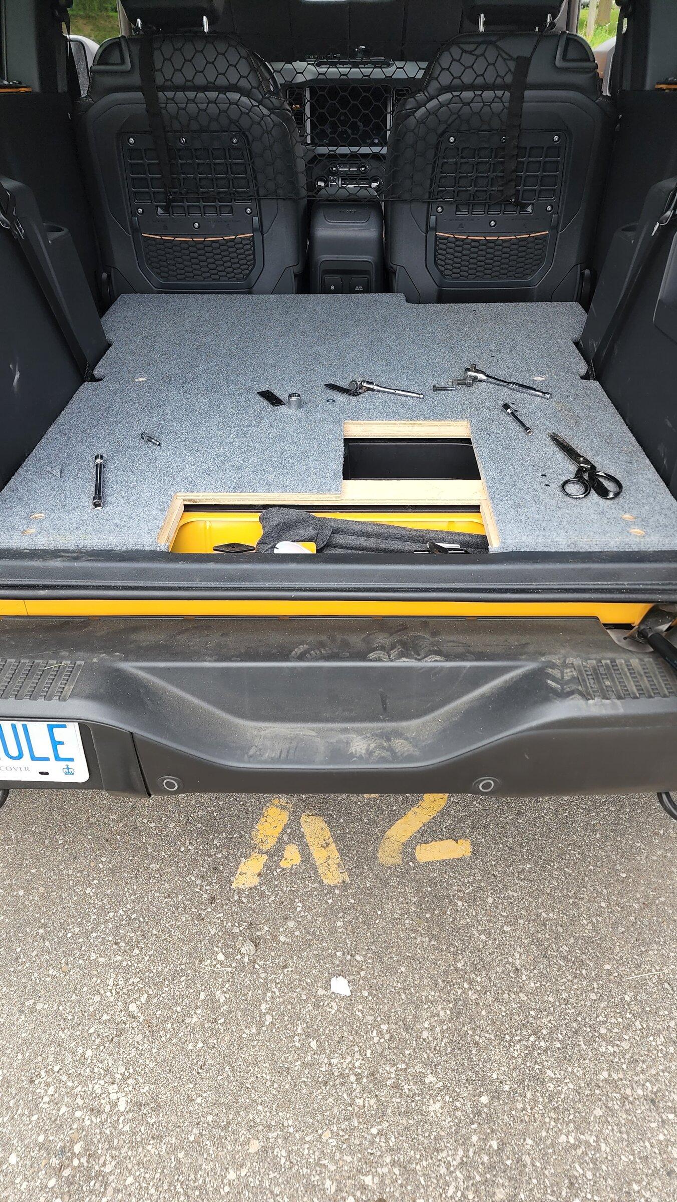 Ford Bronco Custom 2-door seat delete load floor and slider 20220605_121849