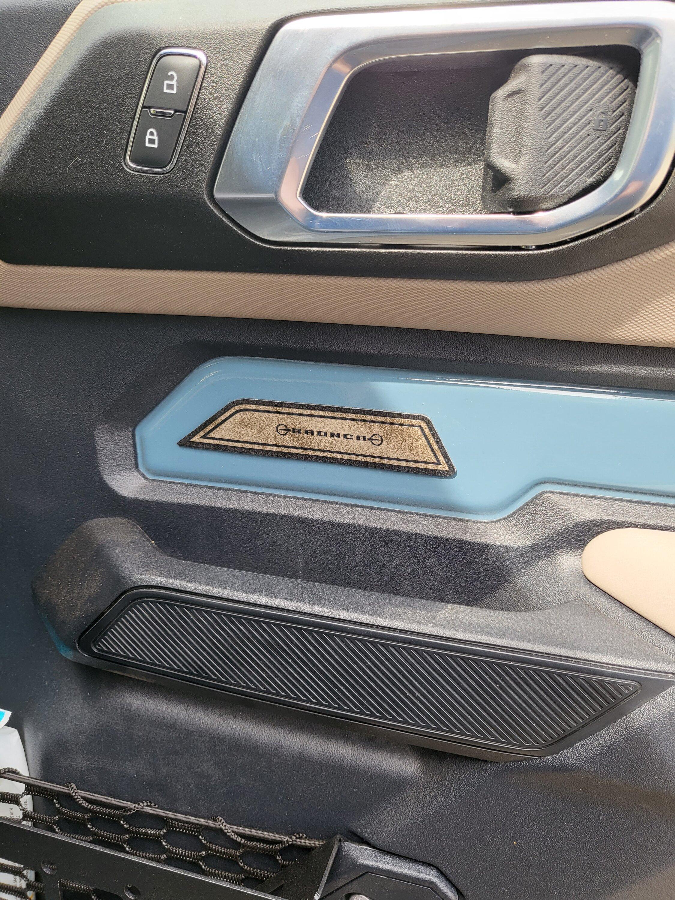 Ford Bronco Installed interior liners (brown suede leather) 20220516_161541