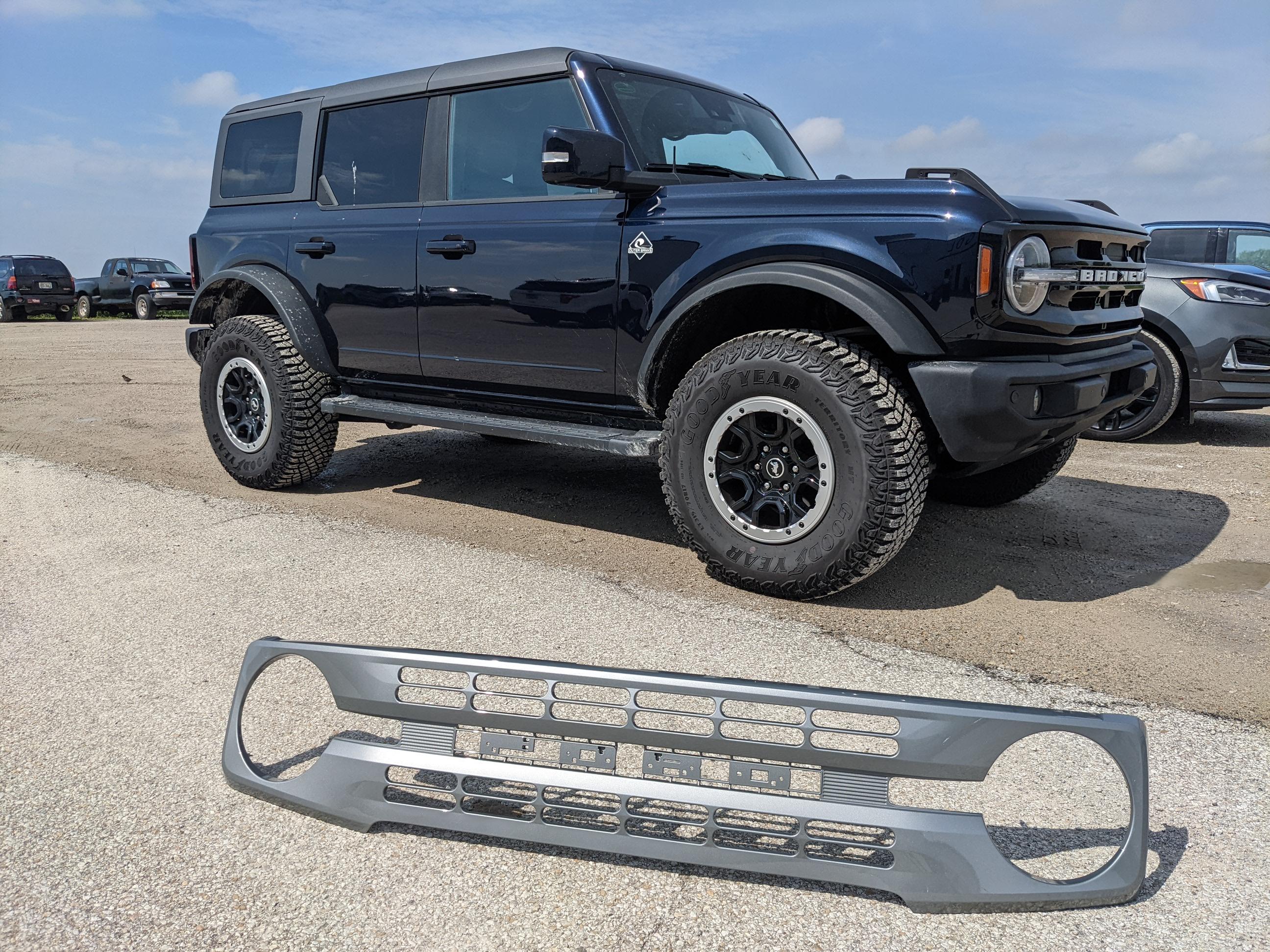 Ford Bronco Custom Heritage Grill in Solar Silver + Oracle letter lights added to my Bronco! PXL_20220611_152108149