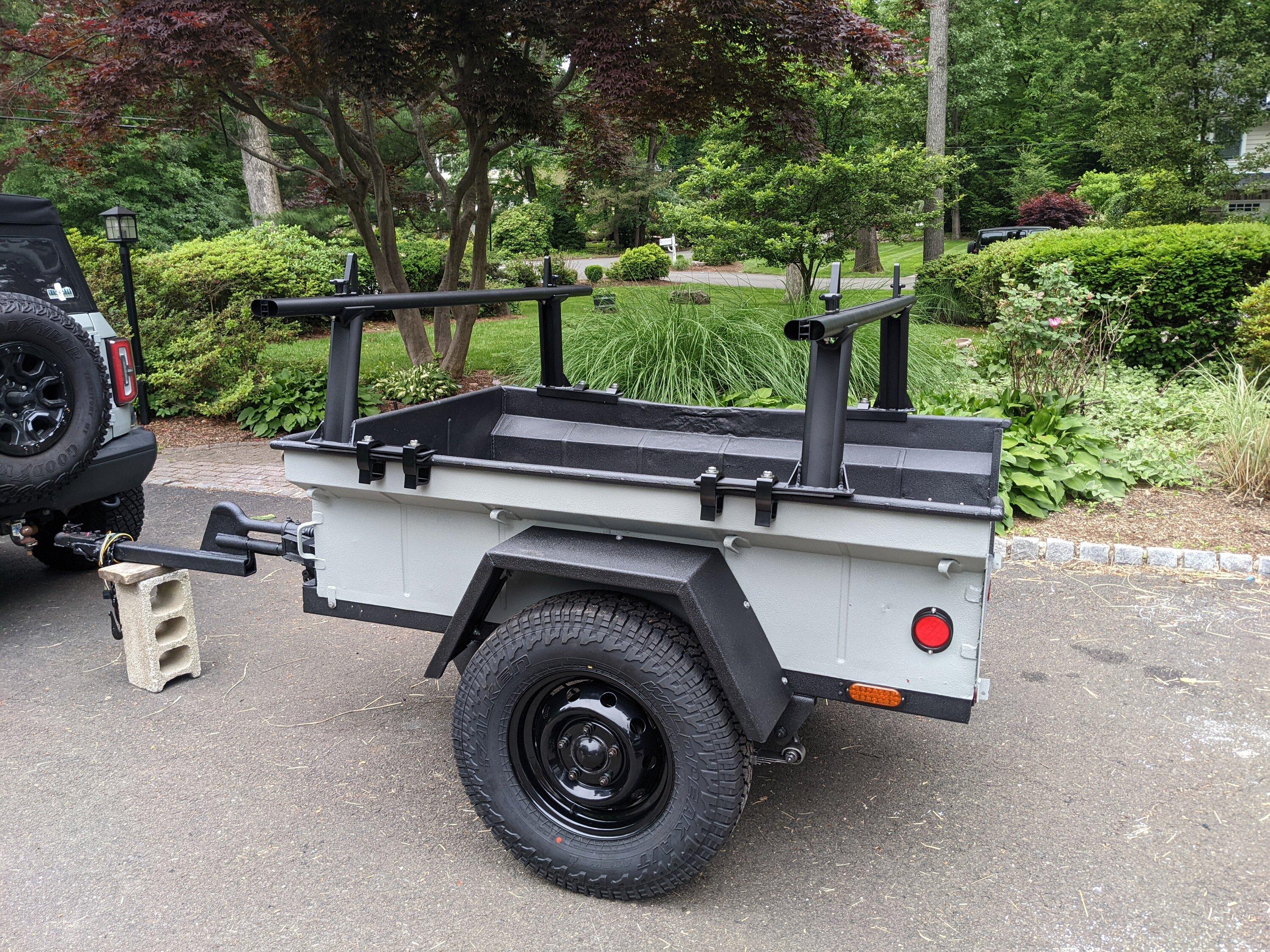 Ford Bronco My Bronco and matching Cactus Gray M416 overlanding trailer custom build PXL_20220611_185430329