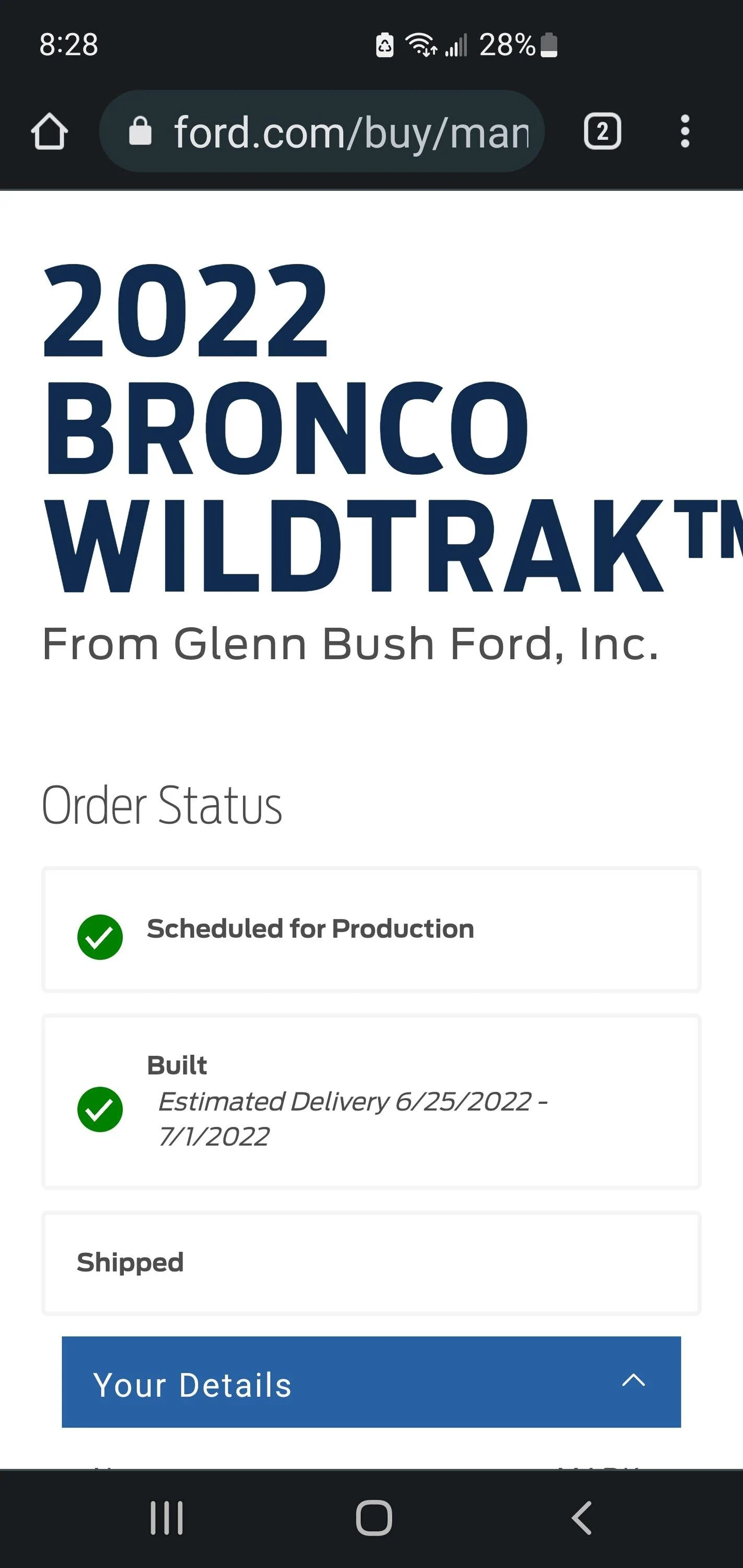Ford Bronco 5/23 Build Week Screenshot_20220621-202828_Chrom