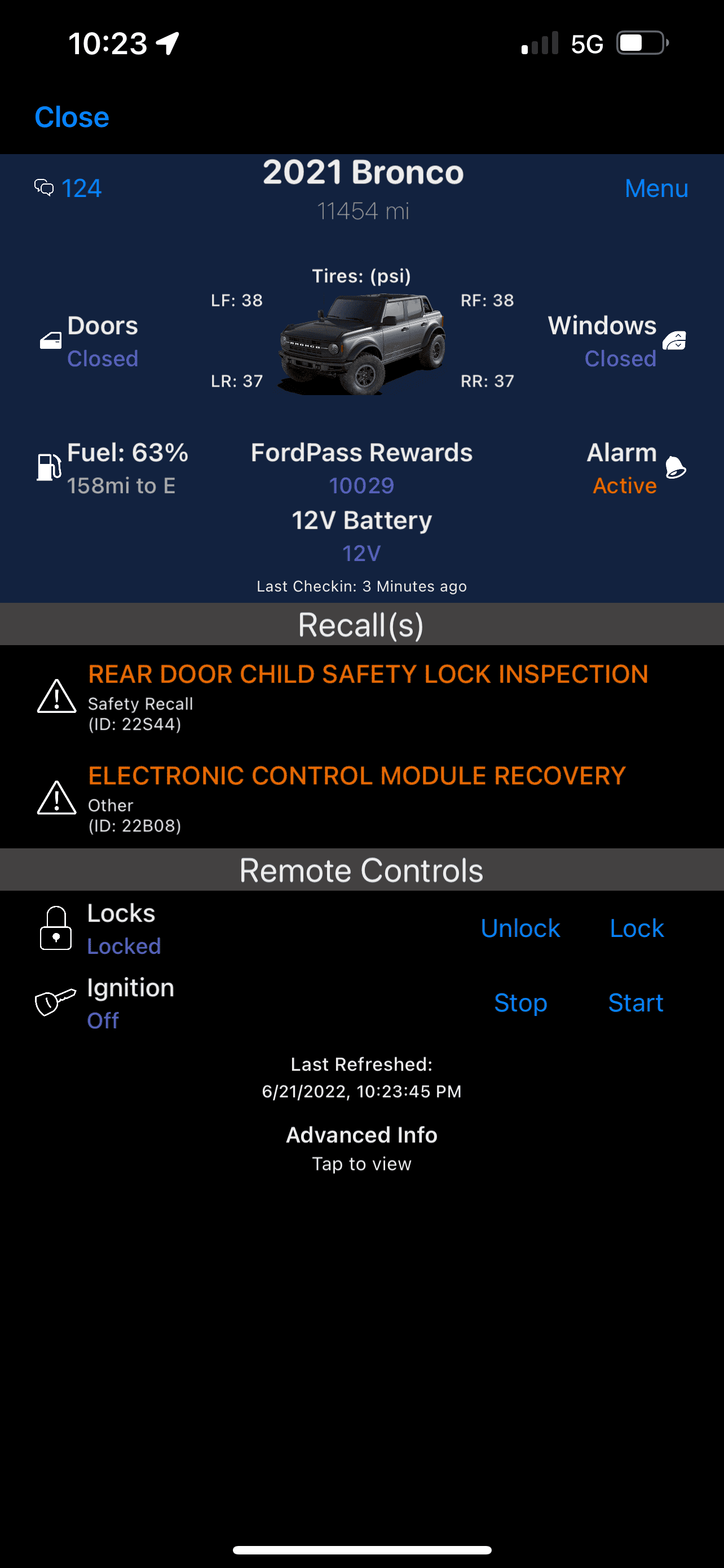 Ford Bronco Ford App issues 44EE7670-163A-4AF3-BCBE-38682EF4240E