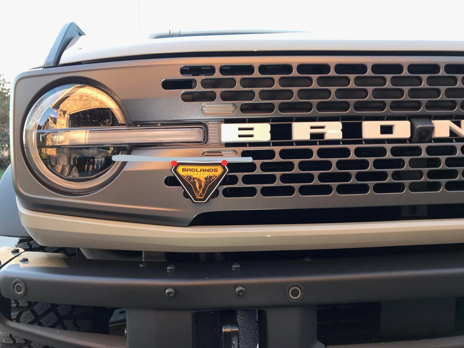 Ford Bronco Badlands Badge to Grill Relocation Kit 8ADA82E1-053F-4A6E-866B-7D1D76F303B4